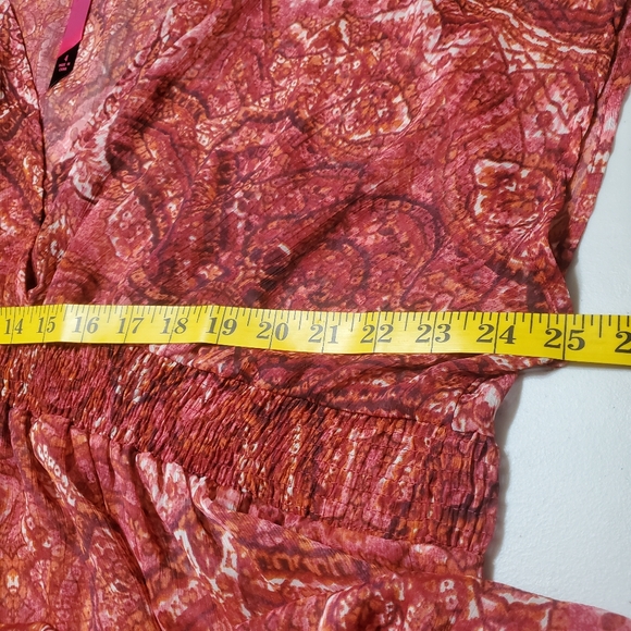 Pure Energy Size 4X Plus Smocked Babydoll Sheer Kimono Sleeve Top Blouse - Picture 5 of 11